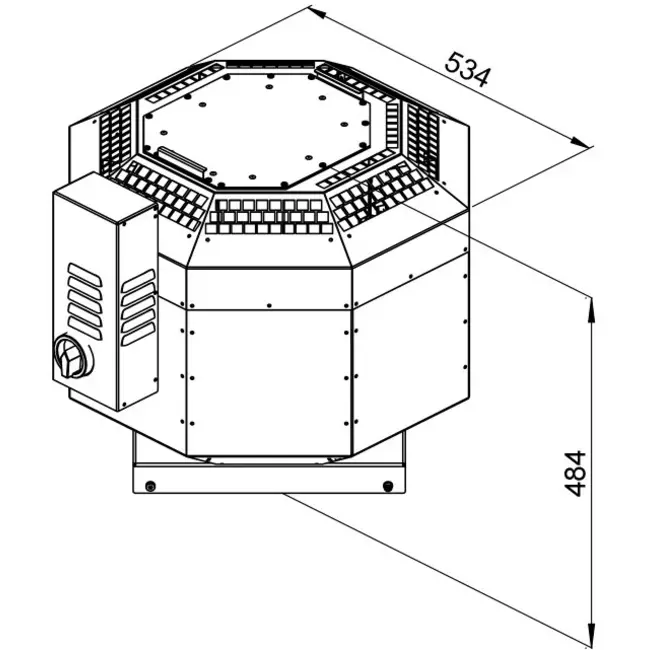 Roof fan insulated flue gasafvoer - DVNI 225 D2 F4 30