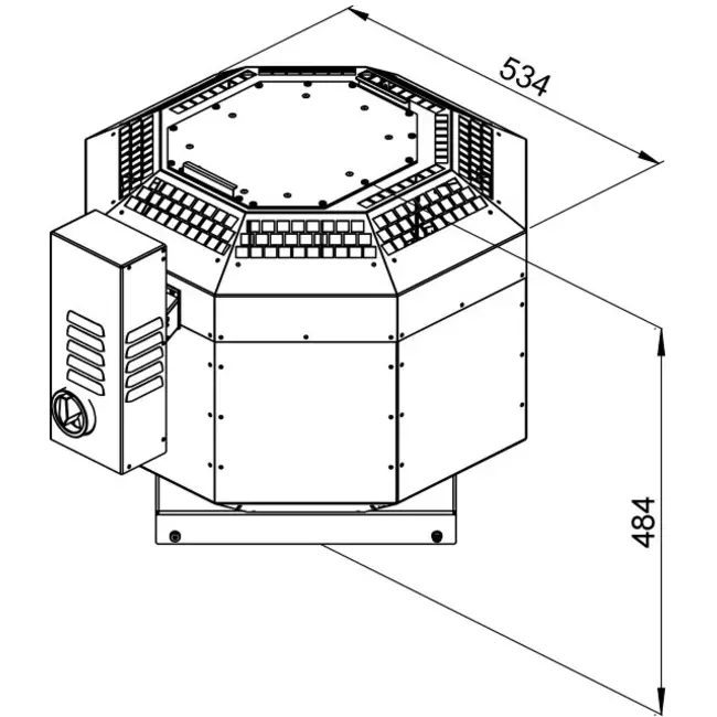 Roof fan insulated flue gasafvoer - DVNI 250 D2 F4 30