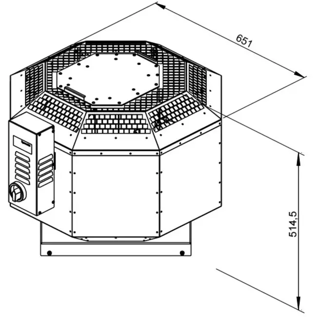 Roof fan insulated flue gasafvoer - DVNI 280 D2 F4 30