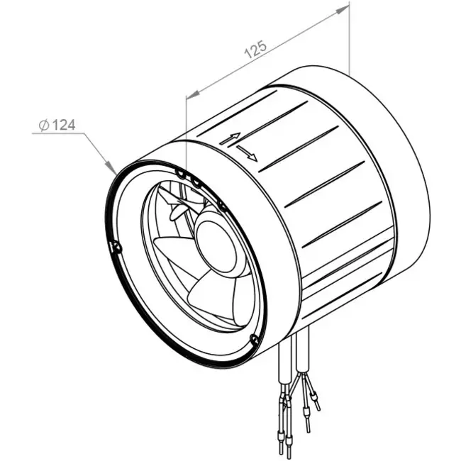 Inline tube fan 125mm mixed-flow ETAMASTER - EM 125 EC 01