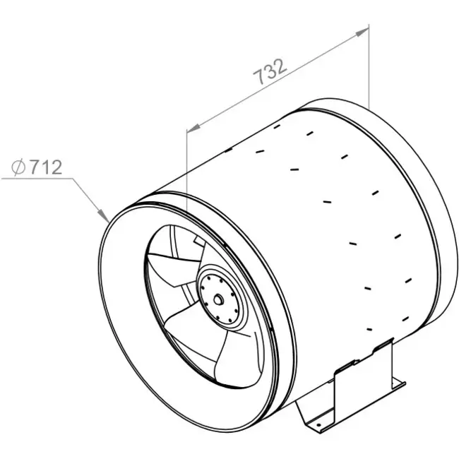 Ruck® inline tube fan Etaline D with frequency control 23140m³/h diameter 710 mm - EL 710 D4 02
