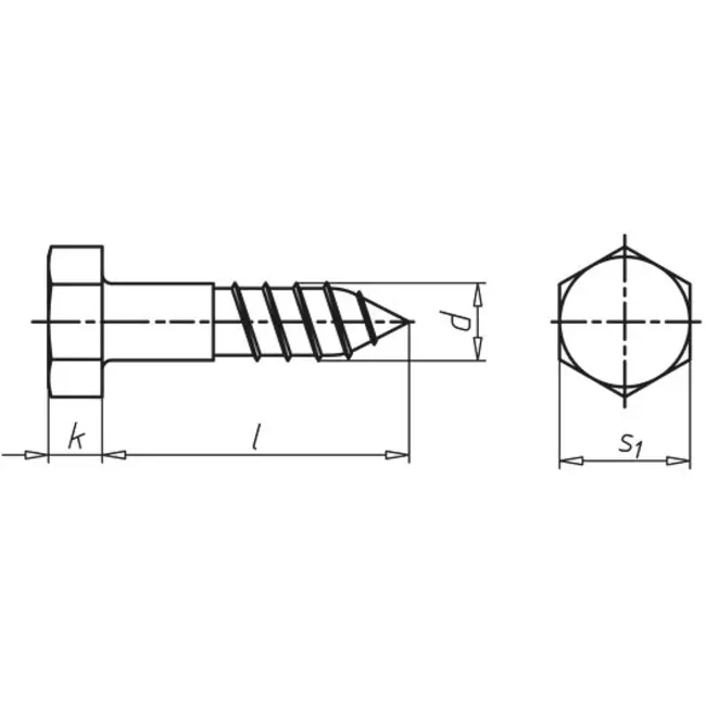 Wood threaded bolt 8x50mm galv. (200)