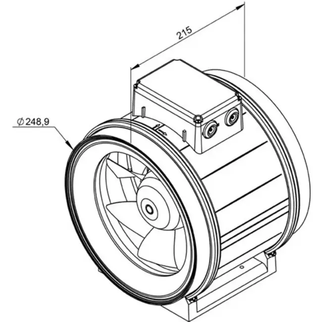 Ruck® ETAMASTER inline tube fan with EC motor 1780m³/h - Ø 250 mm + operation potentiometer 10 kO