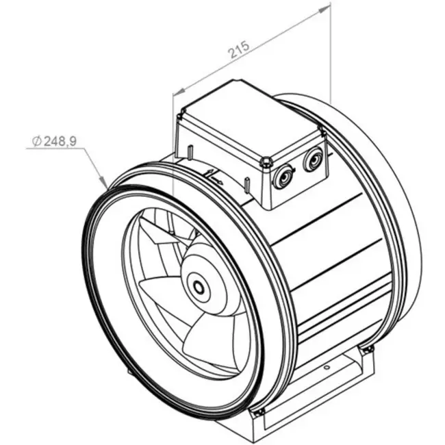 Ruck® ETAMASTER inline tube fan with EC motor 2175m³/h - Ø 250 mm + operation potentiometer 10 kO