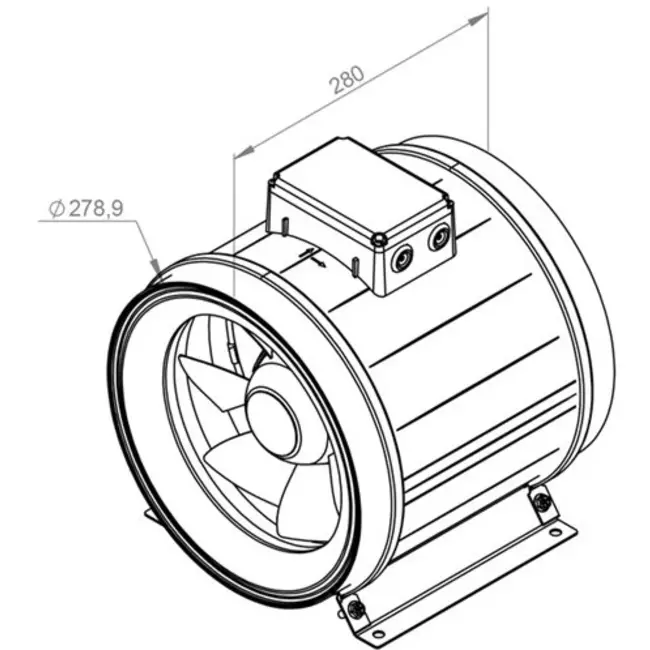 Ruck® ETAMASTER inline tube fan with EC motor 2440m³/h - Ø 280 mm + operation potentiometer 10 kO