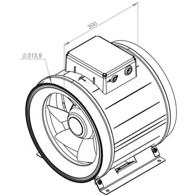 Ruck® ETAMASTER inline tube fan with EC motor 2960m³/h - Ø 315 mm + operation potentiometer 10 kO