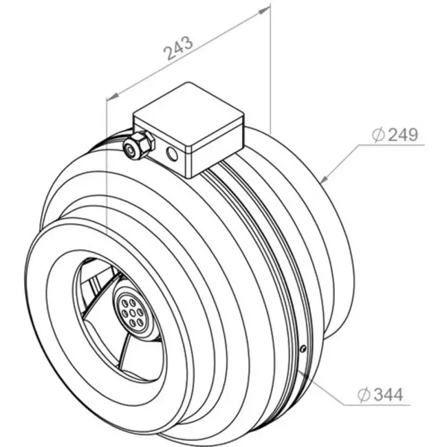 Ruck® inline tube fan 1090m³/h – Ø 250 mm + electronic variable control 1.0 A