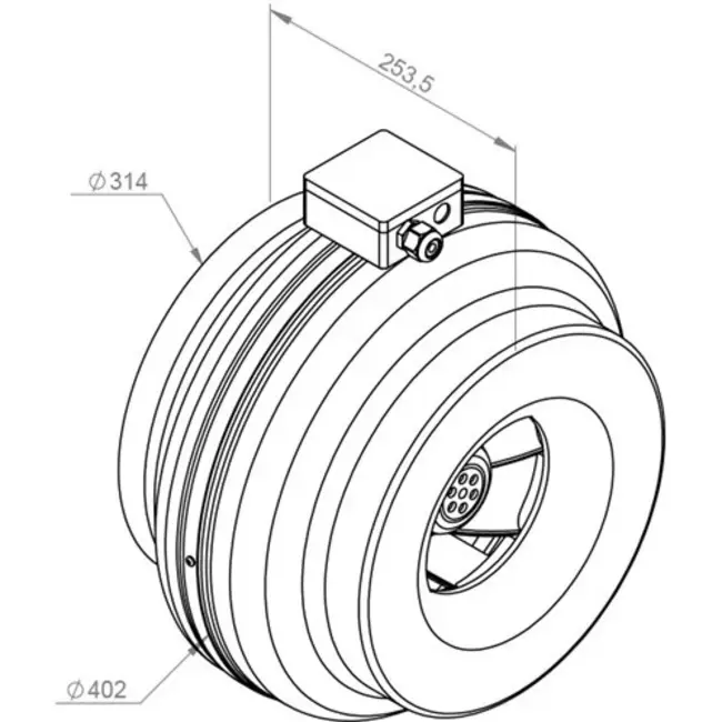Ruck® inline tube fan 1170m³/h – Ø 315 mm + electronic variable control 1.0 A