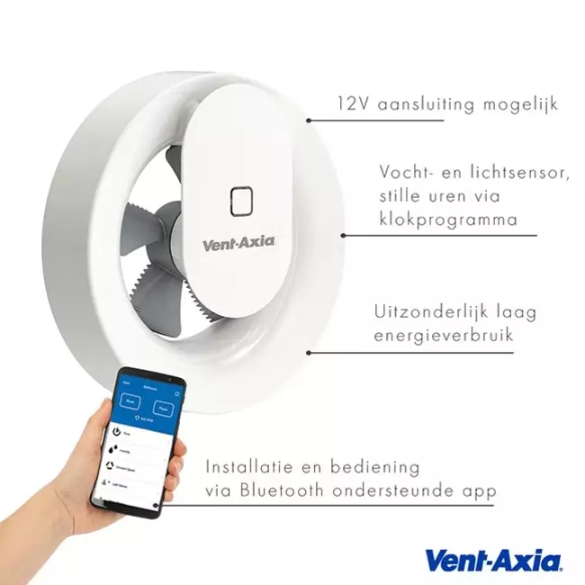 Vent Axia bathroom extractor fan Svara with humidity and light sensor Ø100 - 125mm (app-controlled)
