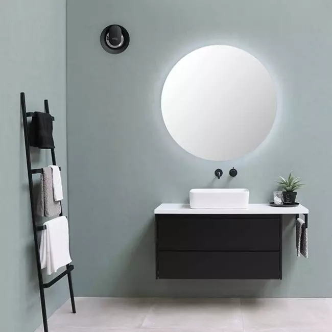 Svara Bathroom Fan with Timer, Humidity and Light Sensor, 100-125 mm (App-Controlled) BLACK