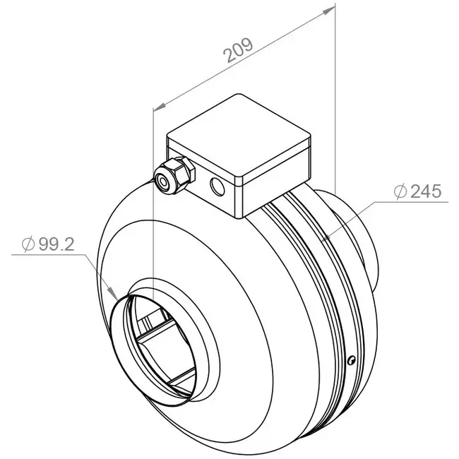 Inline tube fan 100mm centrifugal - RS 100L 20
