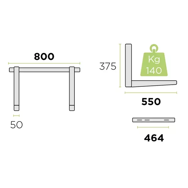 Rodigas outdoor unit Wall console 800x375x550mm