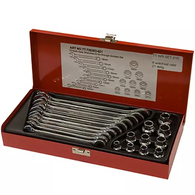 Insert-ring ratchet wrench set 21 pieces