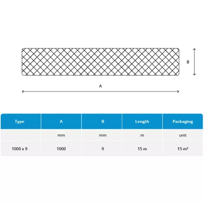 Self-adhesive insulation mat 9 mm thick - 1 m wide - Package content 15m2