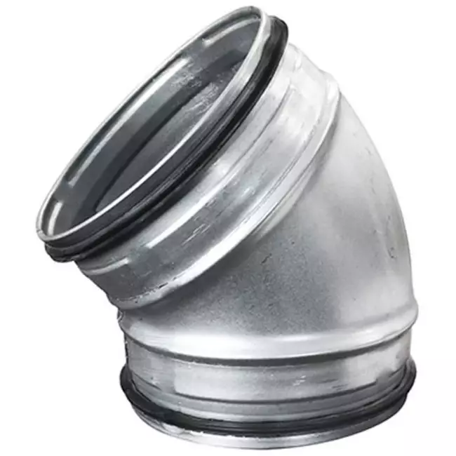 Short round spiral bend 45° Ø 100mm for spiral duct