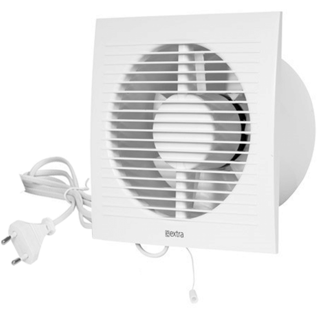 Bathroom extractor fan Ø 100 mm white with pull cord and plug - EE100WP