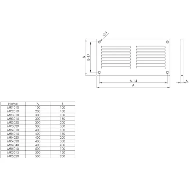 Metal grille 100x100mm zinc - MR1010Zn