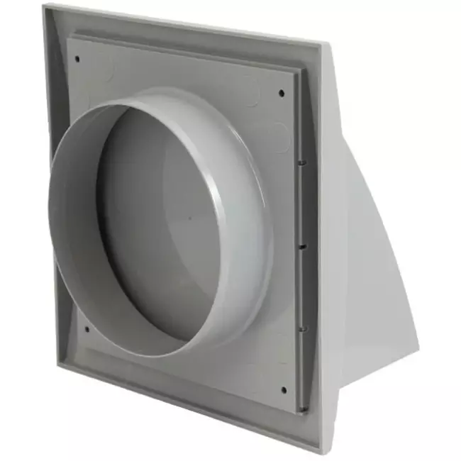 Facade grill with non-return valve 150x150 mm diameter 100 mm grey - ND10FVP