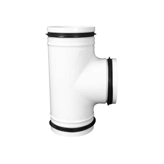 T-piece 90 degrees white diameter 125mm metal - RAL 9010