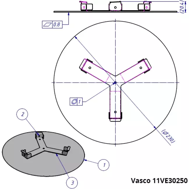 Vasco design ceiling or wall valve luxury round (incl. smiley)