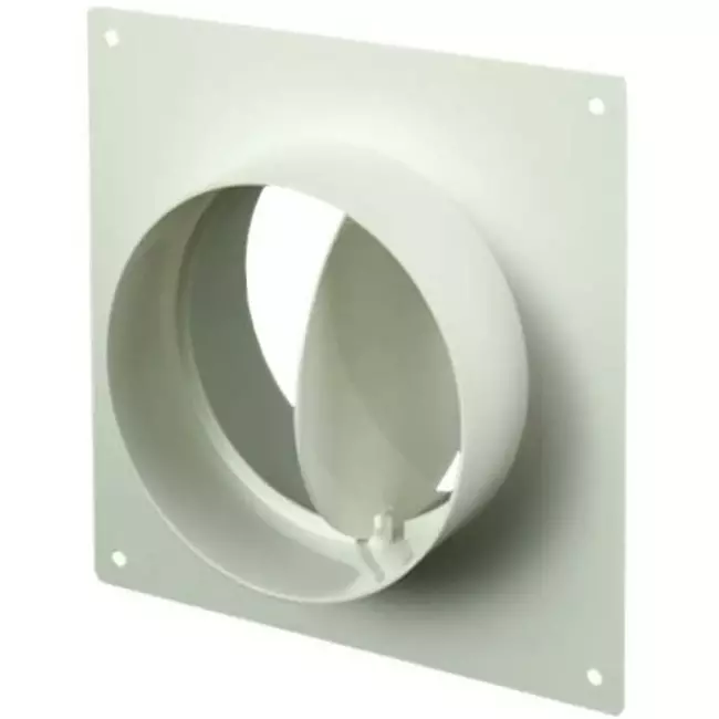 Round plastic wall plate with back draught shutter diameter: 150mm - AFV150