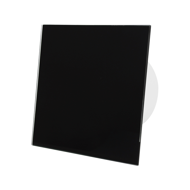 Bathroom extractor fan Ø 100 mm with humidity sensor and timer - front panel in black glass