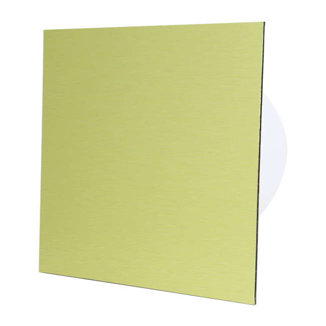 Bathroom extractor fan Ø 100 mm with delayed start and timer - front panel in gold aluminium