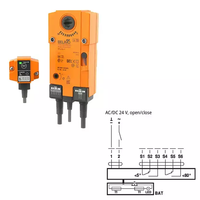 Fire damper servo motor 230V, 4 Nm, open/close - E-BFL230 T