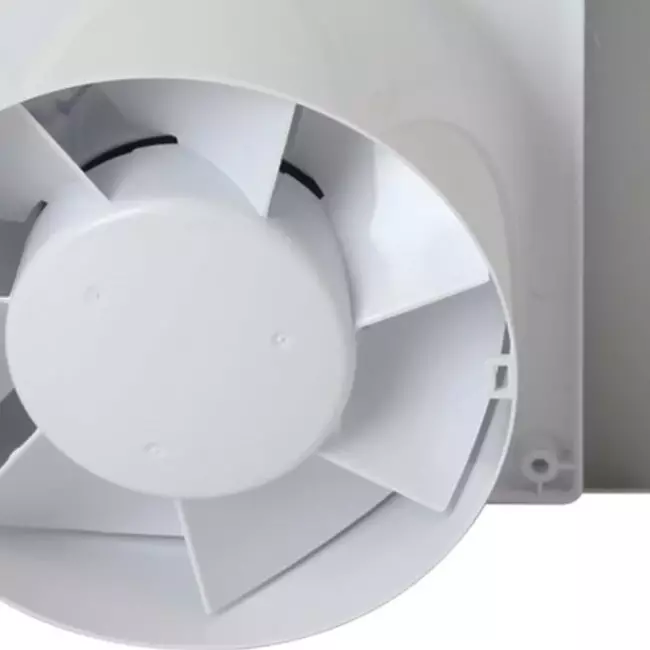 Bathroom extractor fan Ø 100 mm with pull cord and power plug - front panel in satin gold glass