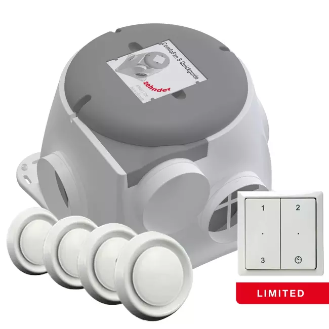 Zehnder ComfoFan Silent Limited Package 300 m³/h + RFT control + 4 valves - Perilex plug