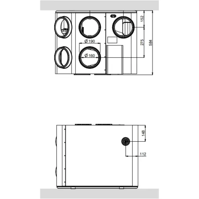 Duco MVHR Ducobox Energy 400 - 1 zone control - left - plug type G - 400 m³/h