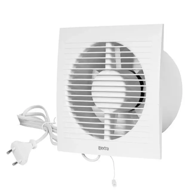 Bathroom extractor fan Ø 125 mm white with pull cord and plug - EE125WP