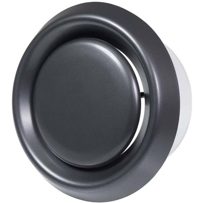 Anthracite black ventilation valve plastic with mounting sleeve - Ø 100mm - VD100A