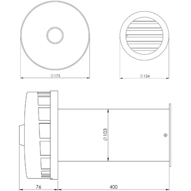 Insulated exterior wall duct for natural ventilation diameter 100 mm – SPK2-100