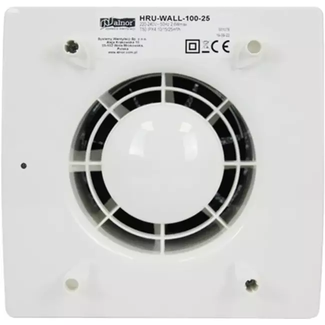 Decentralized WTW HRU wall Ø100 with 25 m³/h - HRU-WALL-100-25-PEG