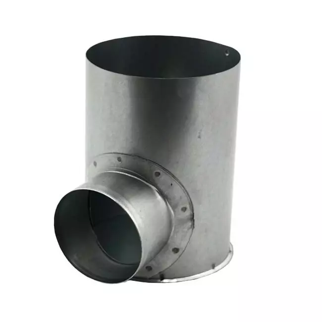 Galvanised flat duct connector diameter 125mm H = 80mm single with hole for tunnel work
