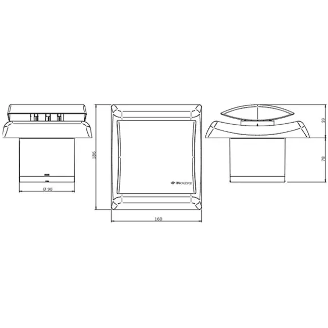 Itho Daalderop bathroom extractor fan Ø 100 mm - in matt silver with timer BTVZ-N211 T