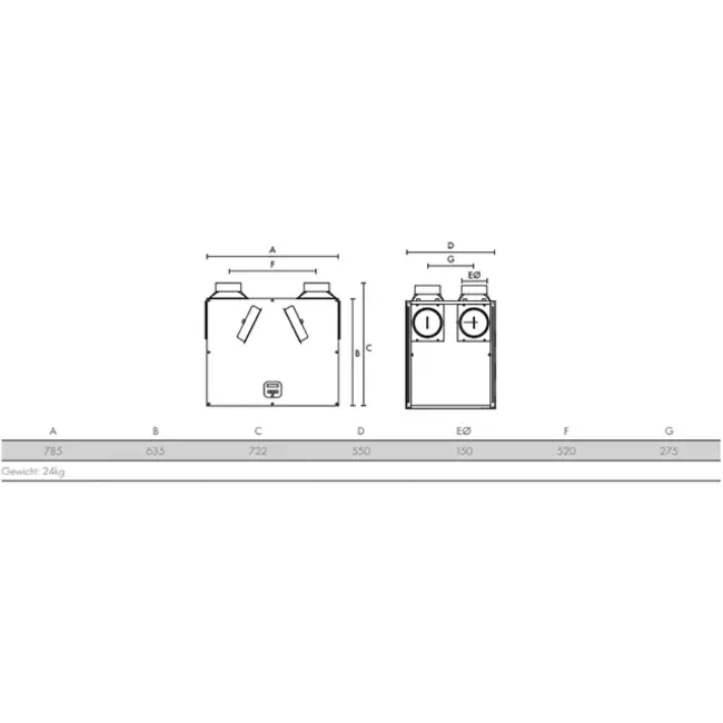 Vent-Axia MVHR Lo-Carbon Sentinel Kinetic B Plus L left 390 m³/h