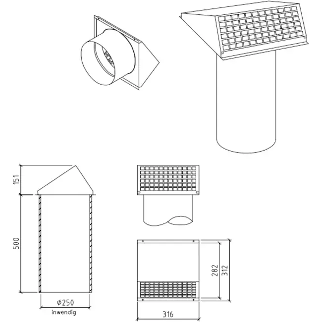 Thermoduct wall bushing 250 mm