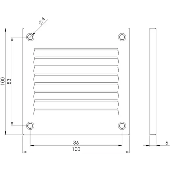 Metal grille 100x100mm zinc - MR1010Zn
