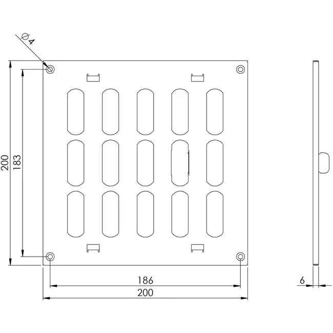 Adjustable metal slot diffuser 200x200 white - MR2020R - RAL9016