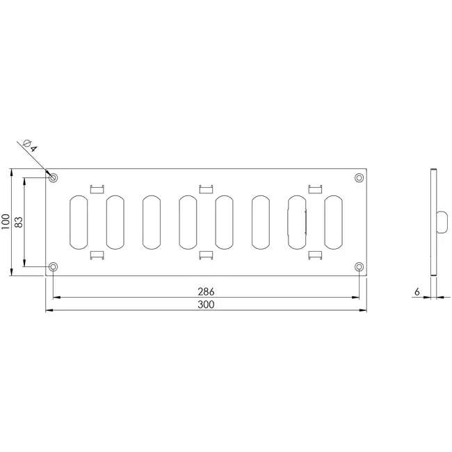 Adjustable metal slot diffuser 300x100 black - MR3010RM - RAL9005