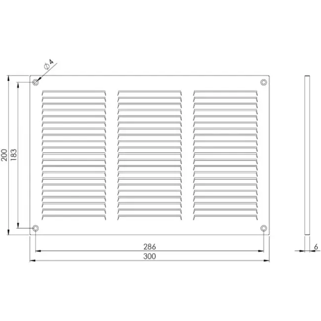 Metal grille 300x200mm brown - MR3020B