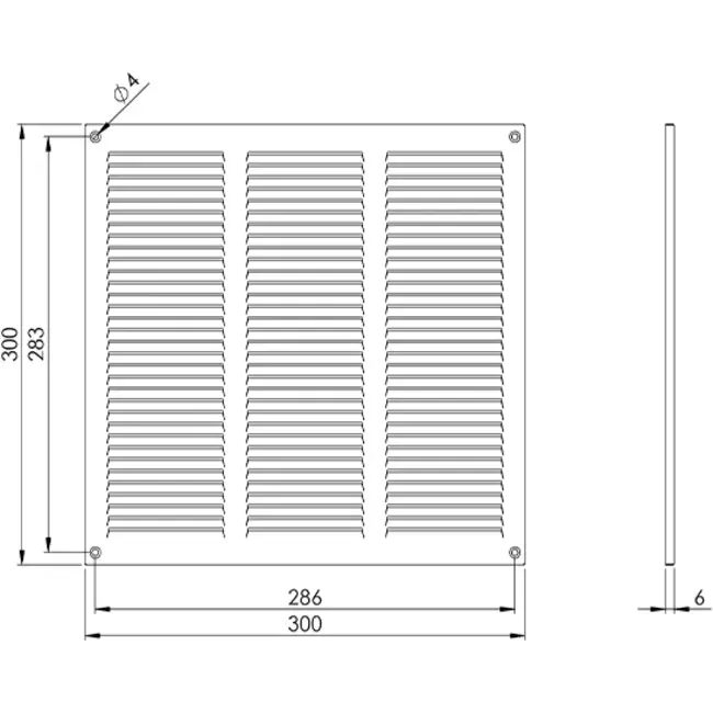Metal grille 300x300mm zinc - MR3030Zn