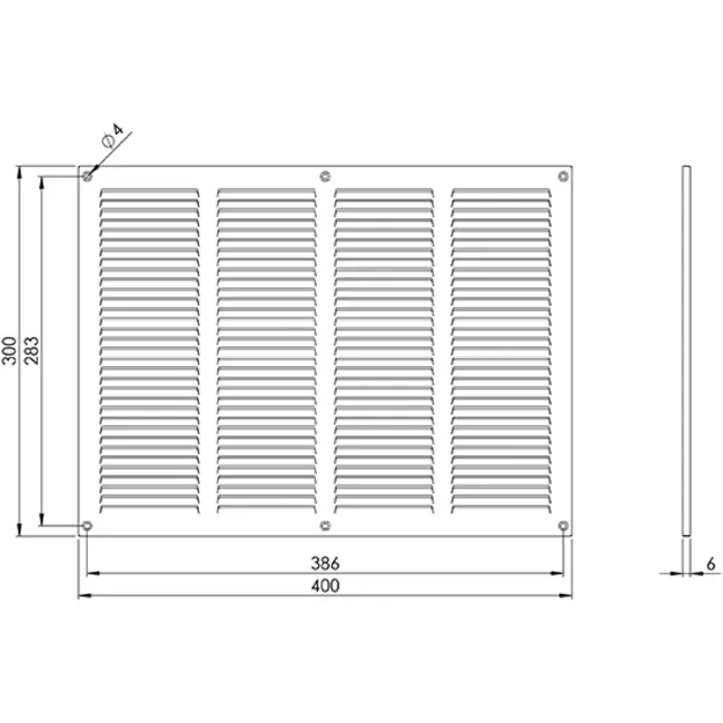 Metal grille 400x300mm white - MR4030