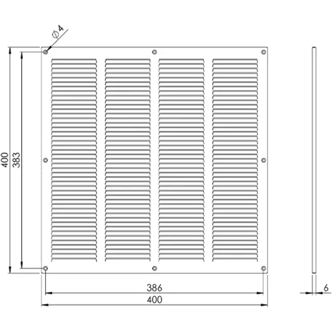 Metal grille 400x400mm zinc - MR4040Zn