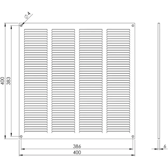 Metal grille 400x400mm zinc - MR4040Zn