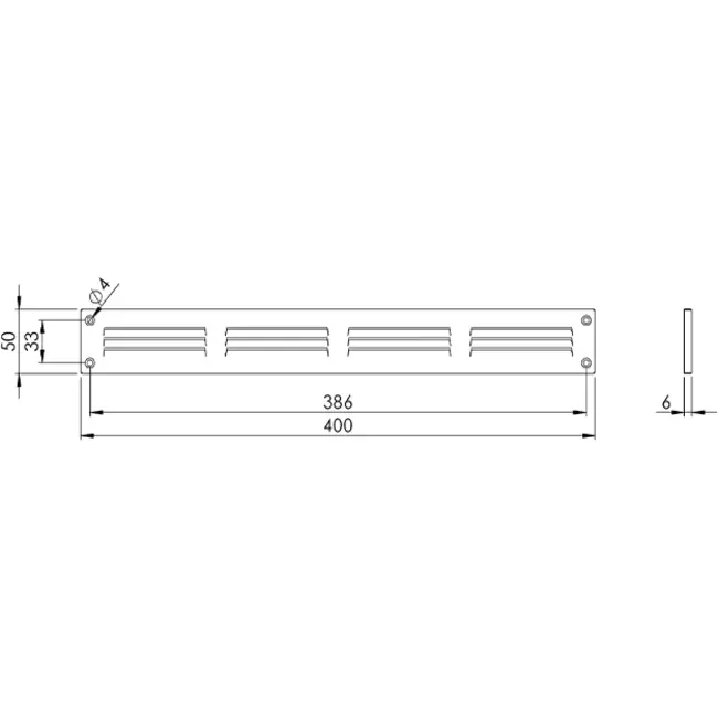 Metal grille 400x50mm white - MR405