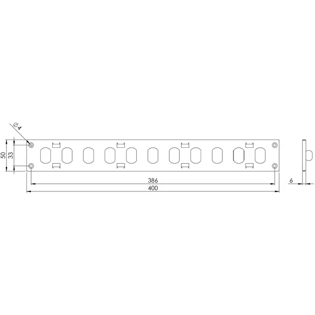 Adjustable metal slot diffuser 400x50 galvinized - MR405RZn