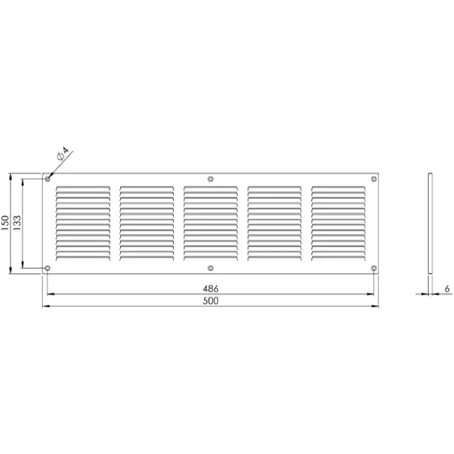 Metal grille 500x150mm white - MR5015